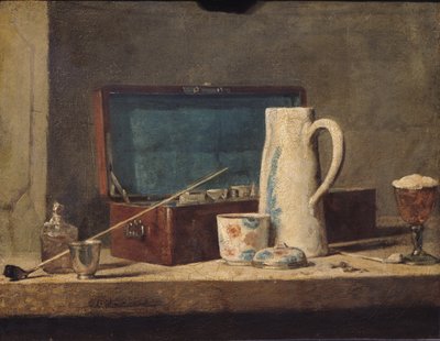 パイプとグラスの静物 作： Jean Baptiste Simeon Chardin